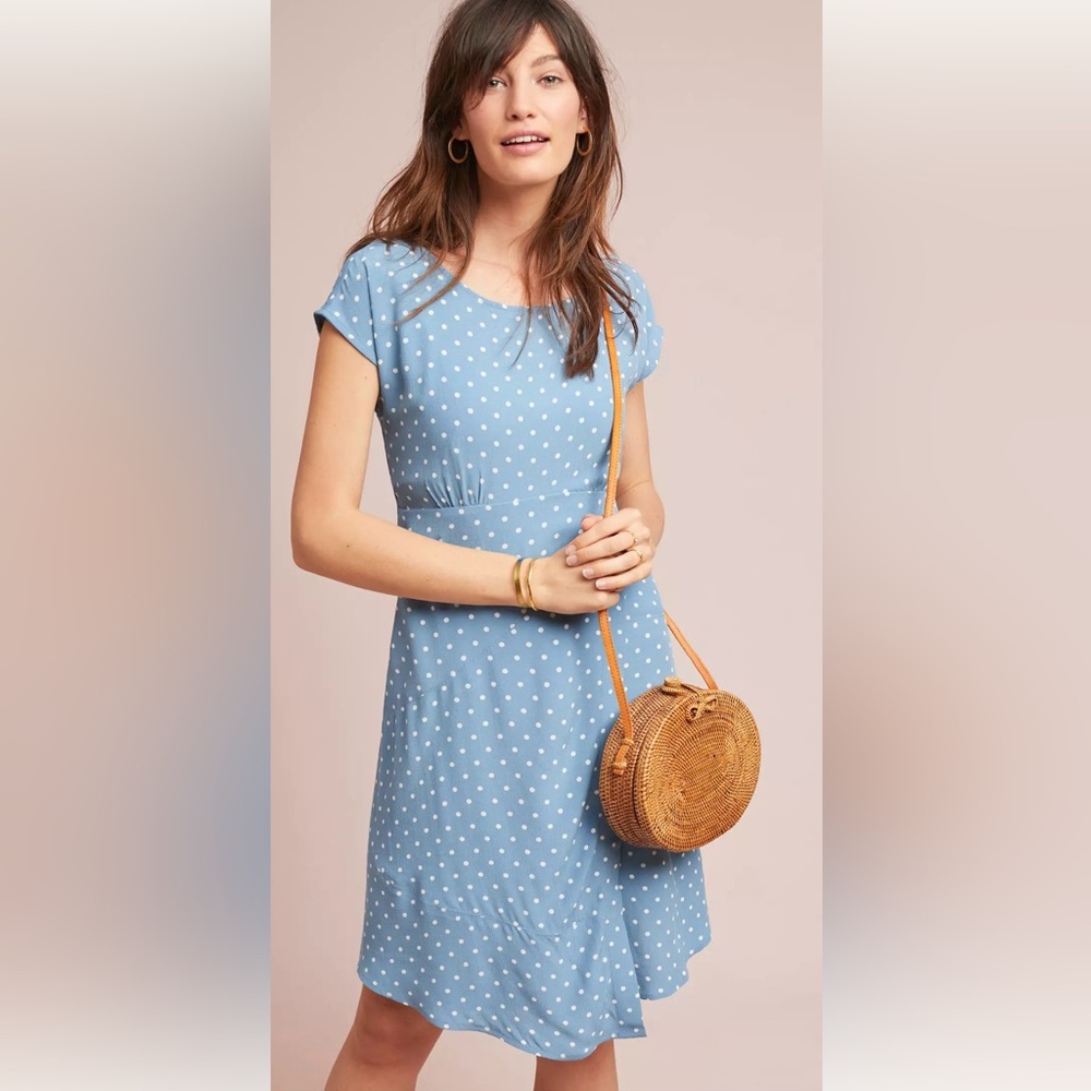 Anthropology Morris Swing Dress - Blue Polka Dot